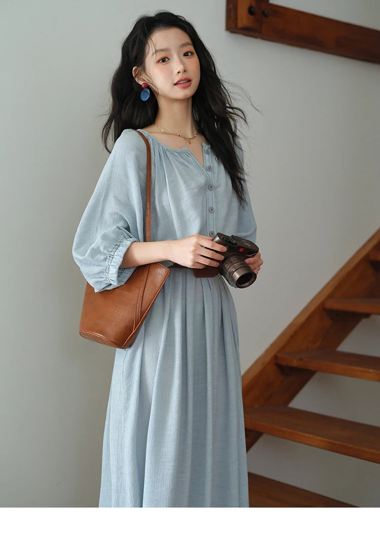 Mishow Half Sleeve Bamboo Knot Dress with Bohemian Belt MXE20L2468