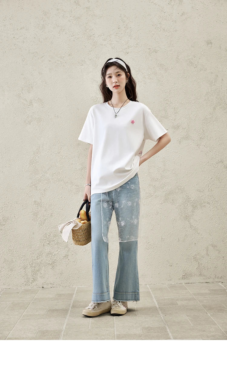 Mishow Graffiti Letter Print Round Neck Tee MXE15T0475