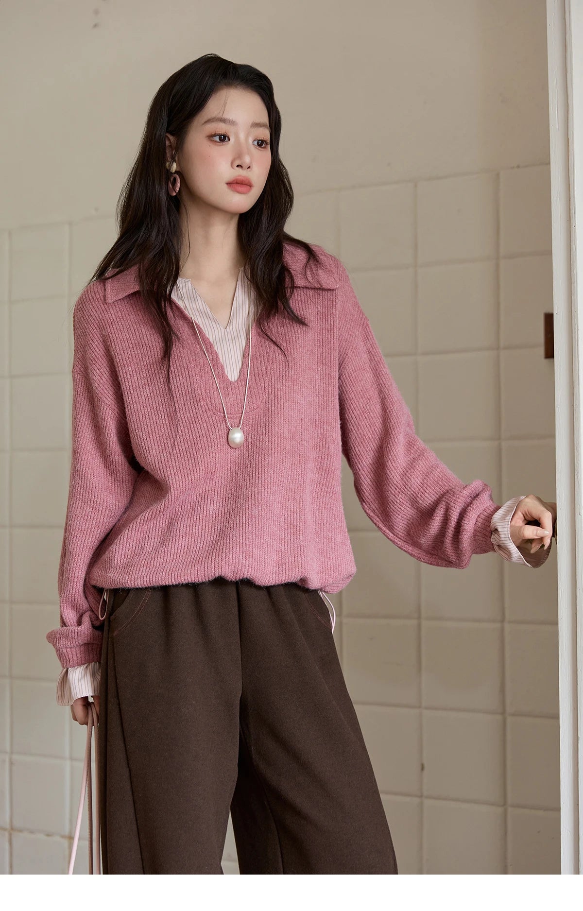 MISHOW Wide-Leg Pants Elastic Waist Pockets Comfortable MXE51K1093