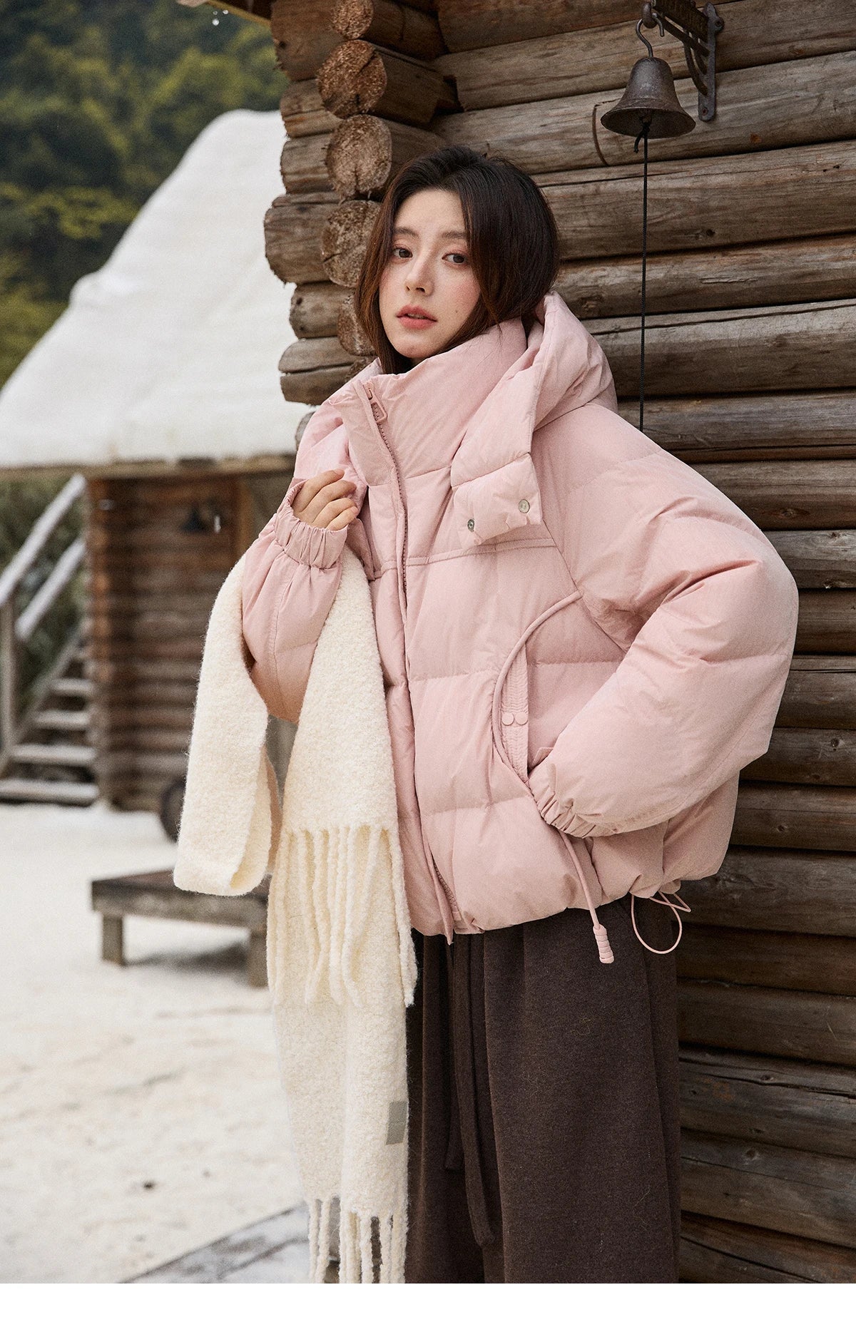 Mishow 90% White Duck Down Hooded Puffer Jacket MXE51Y0078