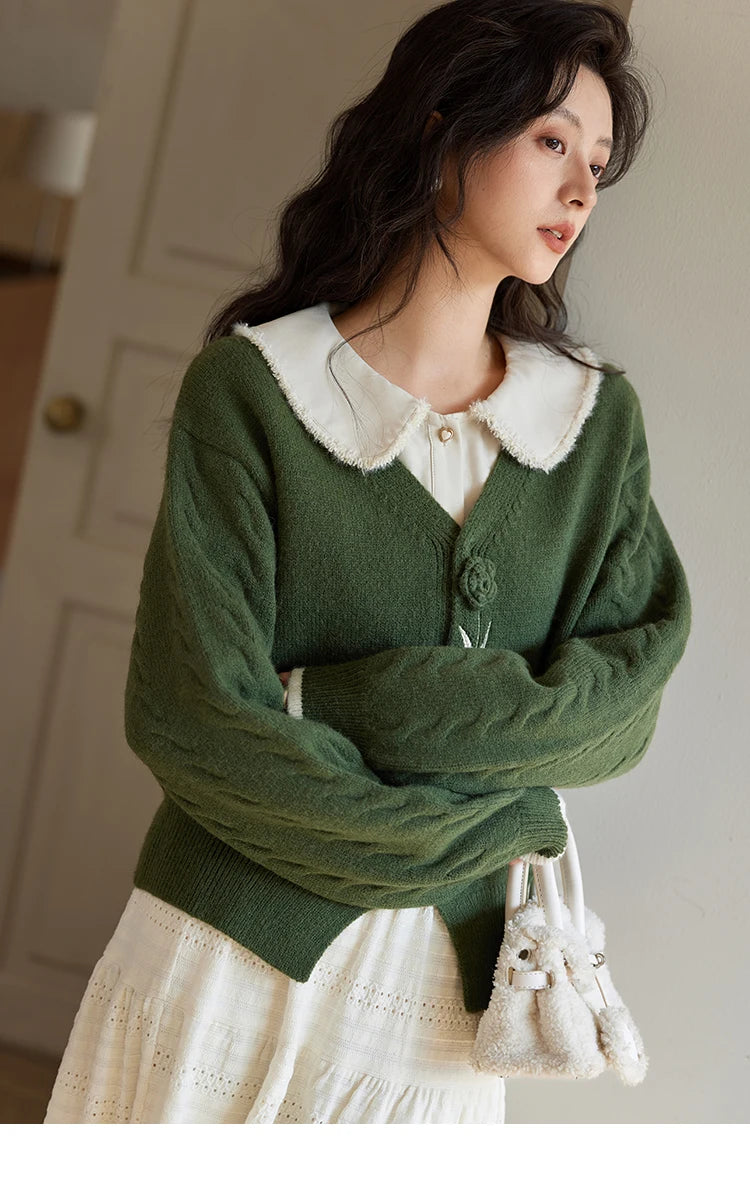 Mishow Three-Dimensional Flowers V-Neck Cardigan MXD36Z0894