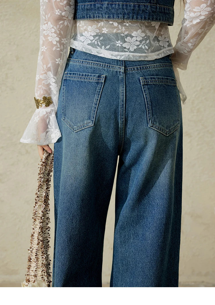 Mishow Washed Loose Straight Leg Jeans MXE16K0874