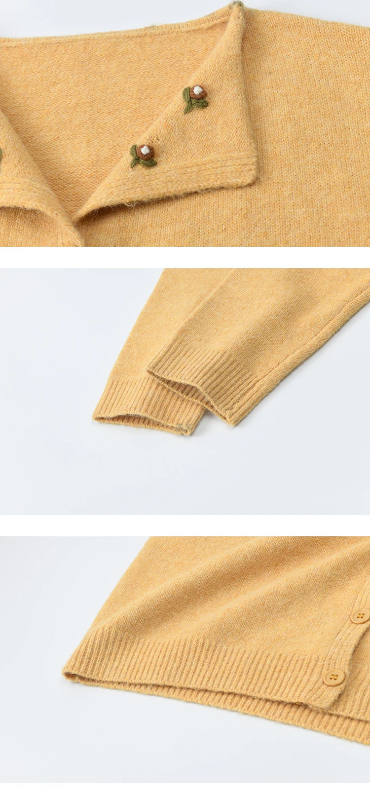 Mishow Yellow Handmade Flower Turn-Down Collar Cardigan MXE47Z2591