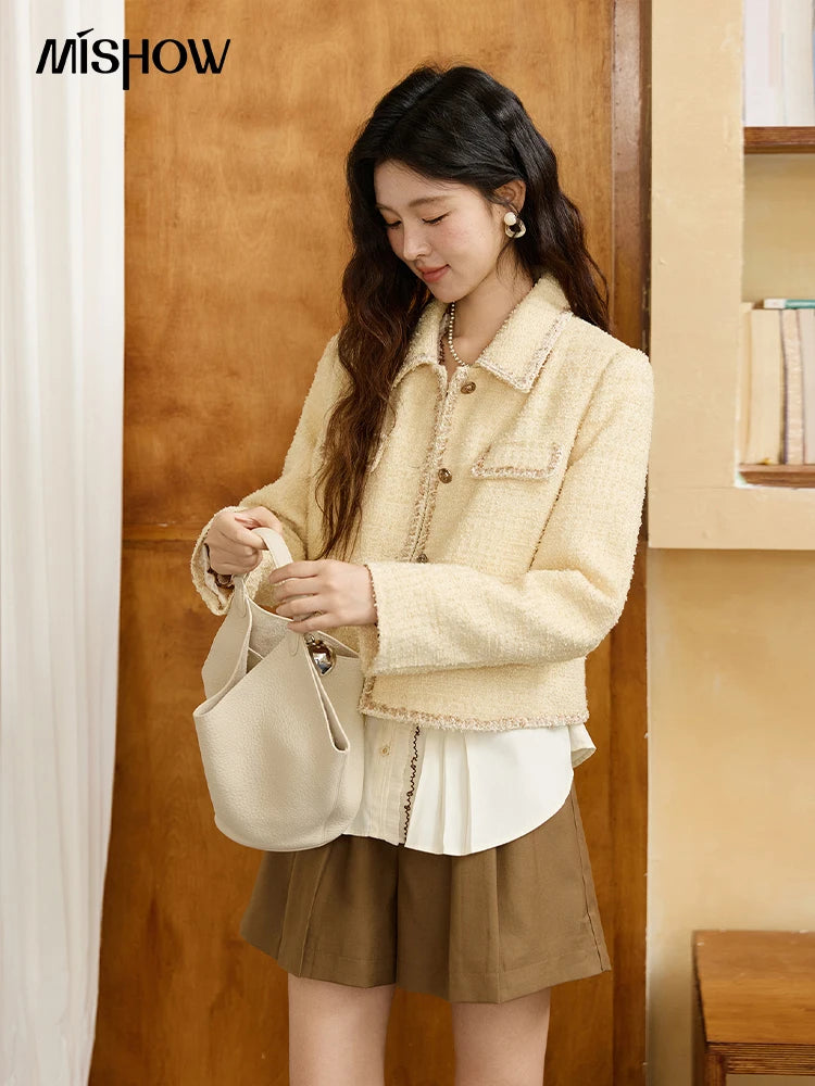 Mishow Fragrant Tweed Metal Button Short Jacket MXE46W0837