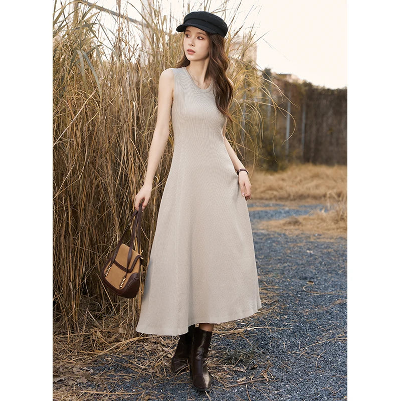 Mishow Knitted Round Neck Sleeveless A-LINE Dress MXC43L1590
