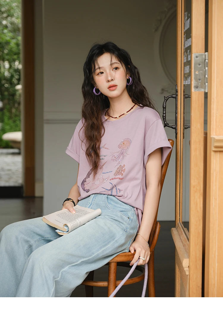 Mishow Flower Embroidery High Waist Wide Leg Jeans MXE37K0991