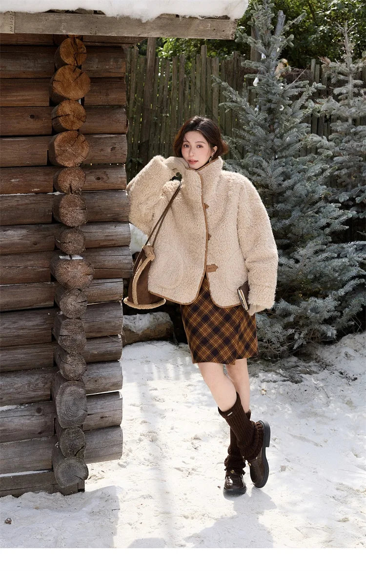 MISHOW Double Sided Lamb Wool Coat Lapel Pockets MXE91W1015