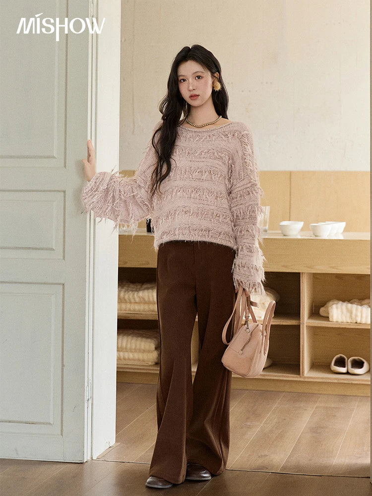 Mishow Tassel Bead Wool Blended Thick Sweater MXE90Z2822