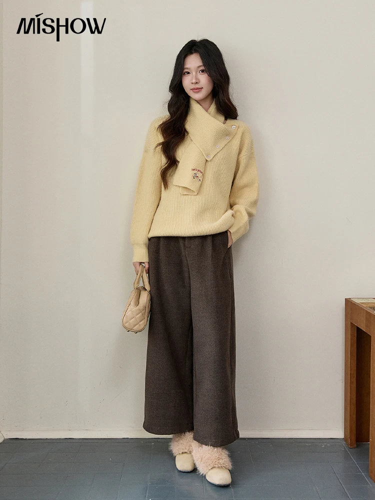 Mishow Yellow Sweater with Detachable Scarf MXE93Z2953