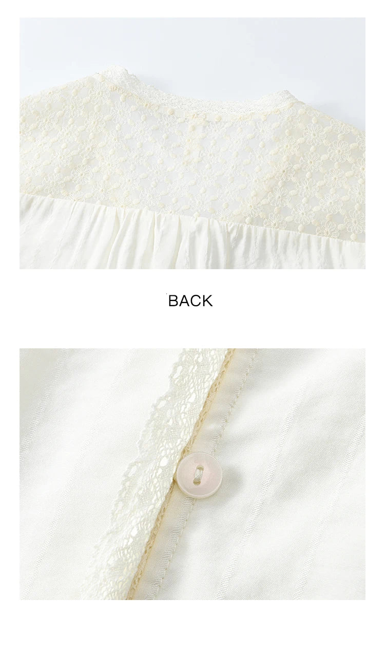 MISHOW Lace Patchwork Shirt V-Neck Fungus Edge Petal Sleeve MXE13X1713