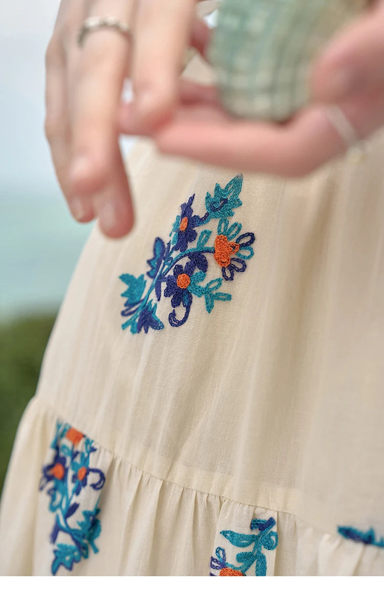 Mishow French Embroidered Flower Drawstring Dress MXD24L1835
