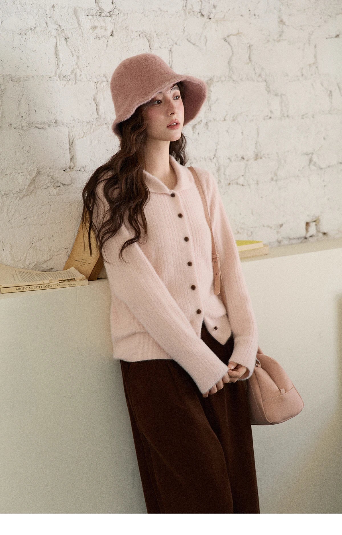 Mishow Yellow Imitation Mink Fur Turn-Down Cardigan MXE89Z2671