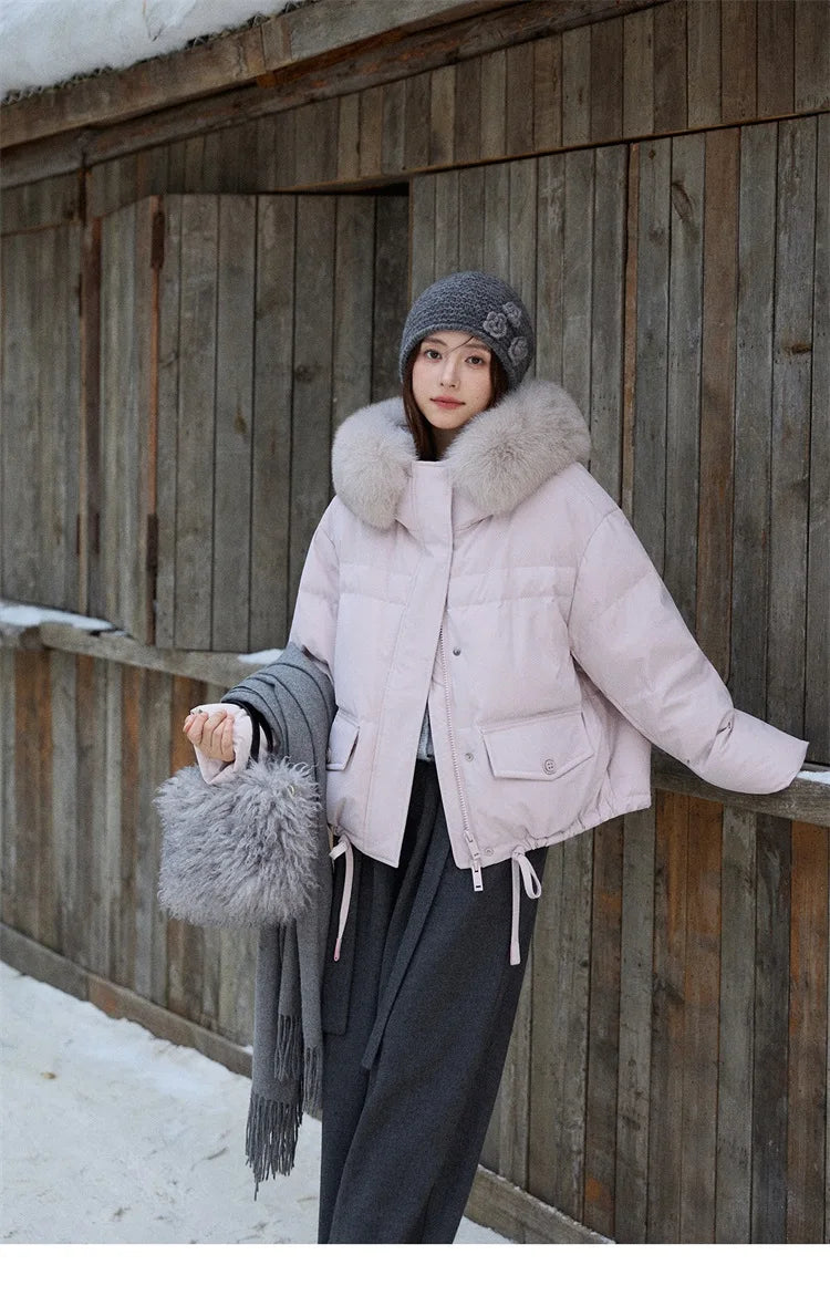 Mishow Short Detachable Fur Collar Down Jacket MXE87Y0084
