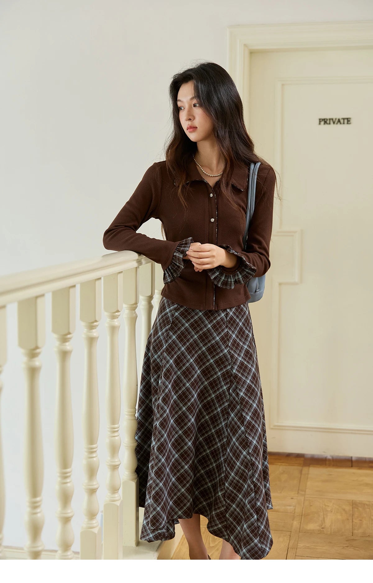 MISHOW Irregular Plaid Skirt Contrasting High Waist A-LINE MXE47B2436