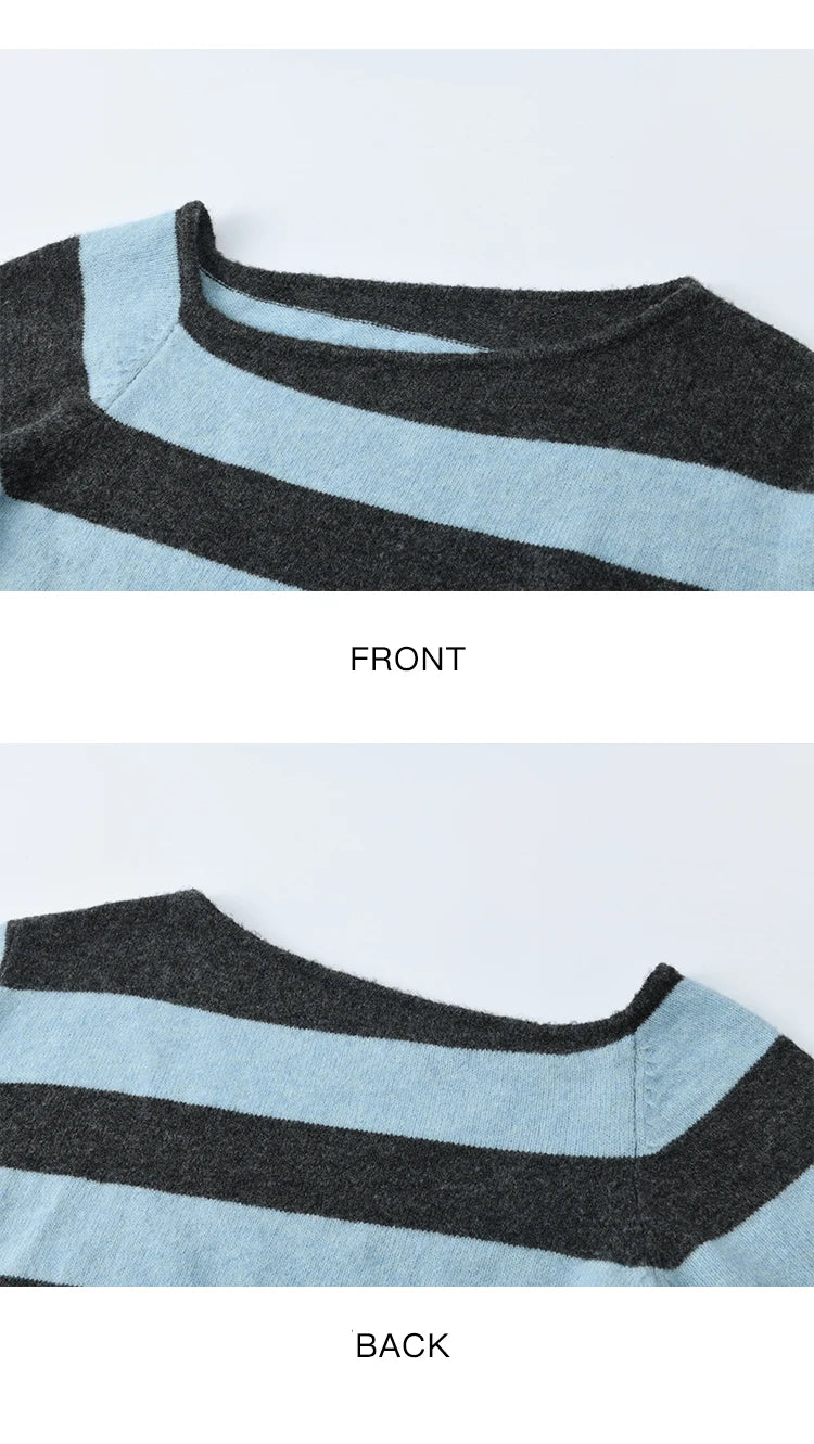 Mishow Blue Gray Slanted Shoulder Ribbon Sweater MXE46Z2540