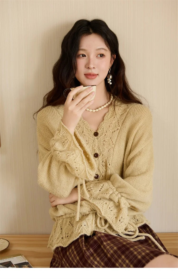 Mishow Handmade Crochet Mohair Flare Sleeve Cardigan MXE47Z2513