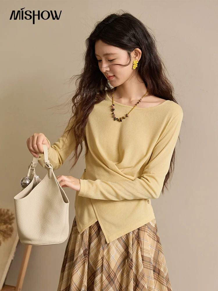 Mishow Cross Wrap Waist Defining Knit Top MXE43Z1344