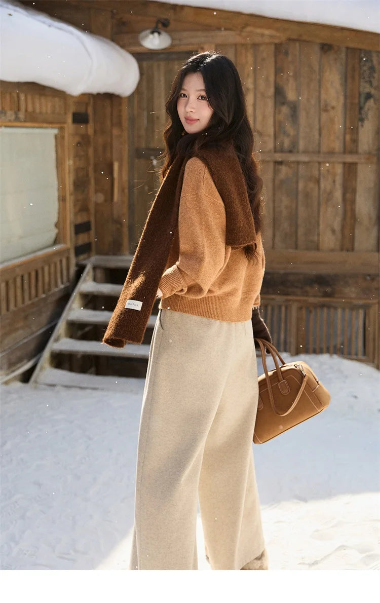 Mishow Horse Pattern Faux Mink Fur Cuff Sweater MXE94Z2863