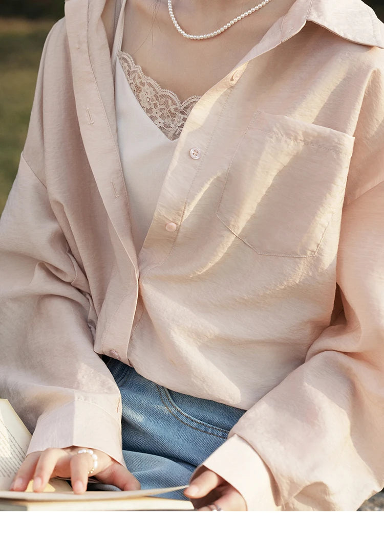 MISHOW Fake Two-Piece Blouse Turn-Down Collar Long Sleeve MXE16C0777