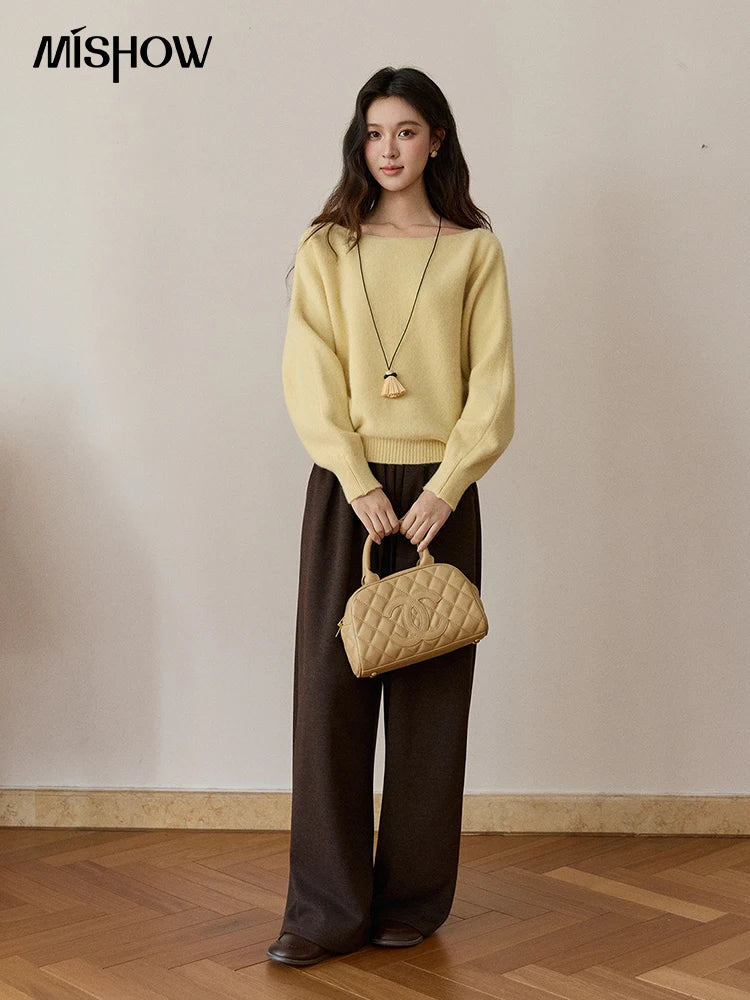 Mishow Boat Neck Lantern Sleeve Pullover MXE94Z2984