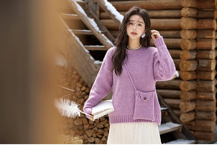 Mishow Oversized Sweater with Matching Bag MXD57Z1083