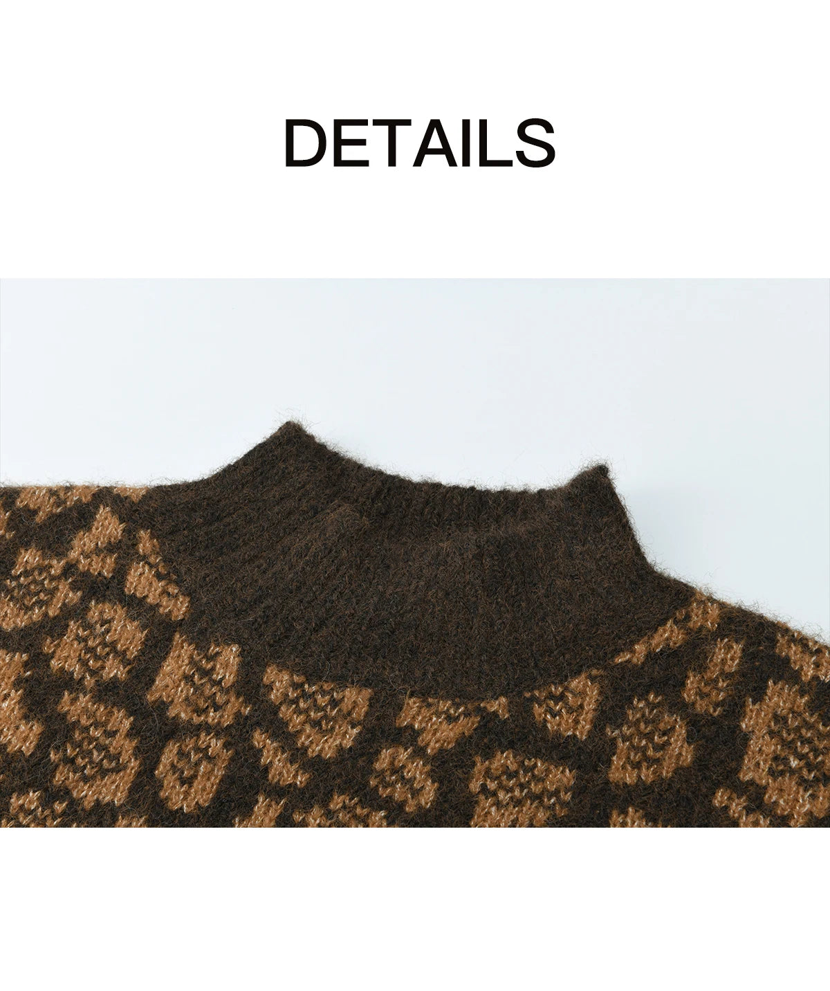 Mishow Color Block Leopard Jacquard Half Turtleneck Sweater MXE91Z2839