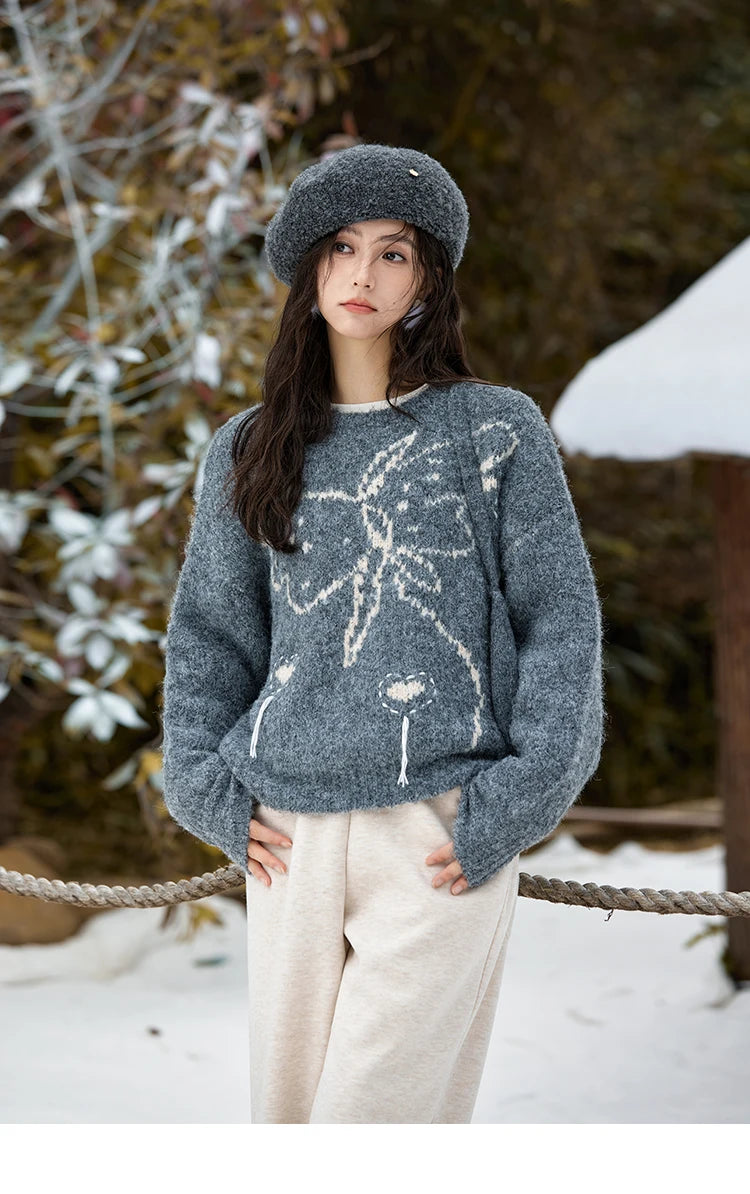 Mishow Butterfly Color Clash Wool Pullover MXD57Z1016