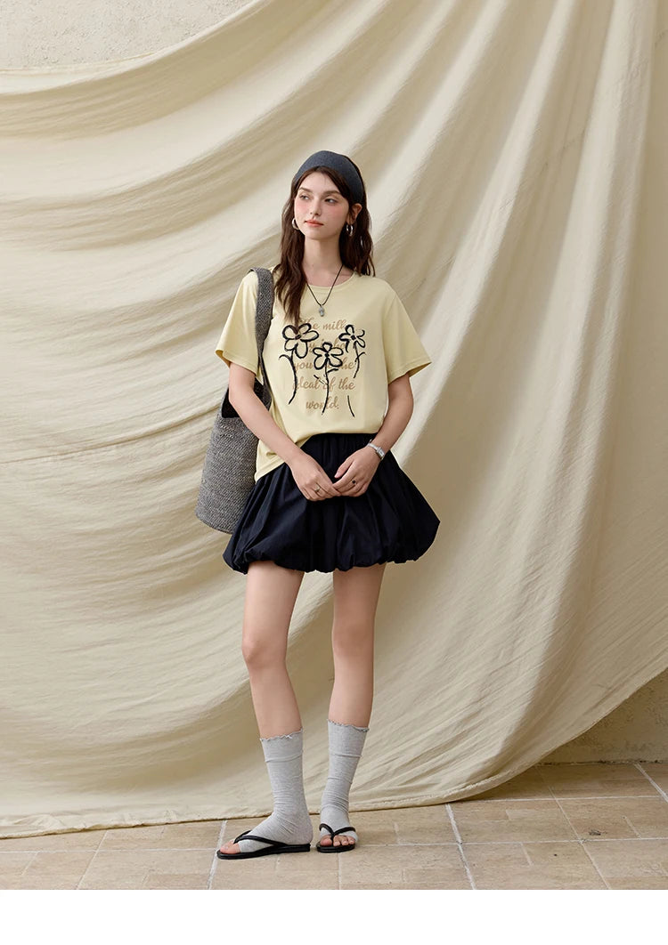 Mishow Embroidered Flower Round Neck Tee MXE33T0498