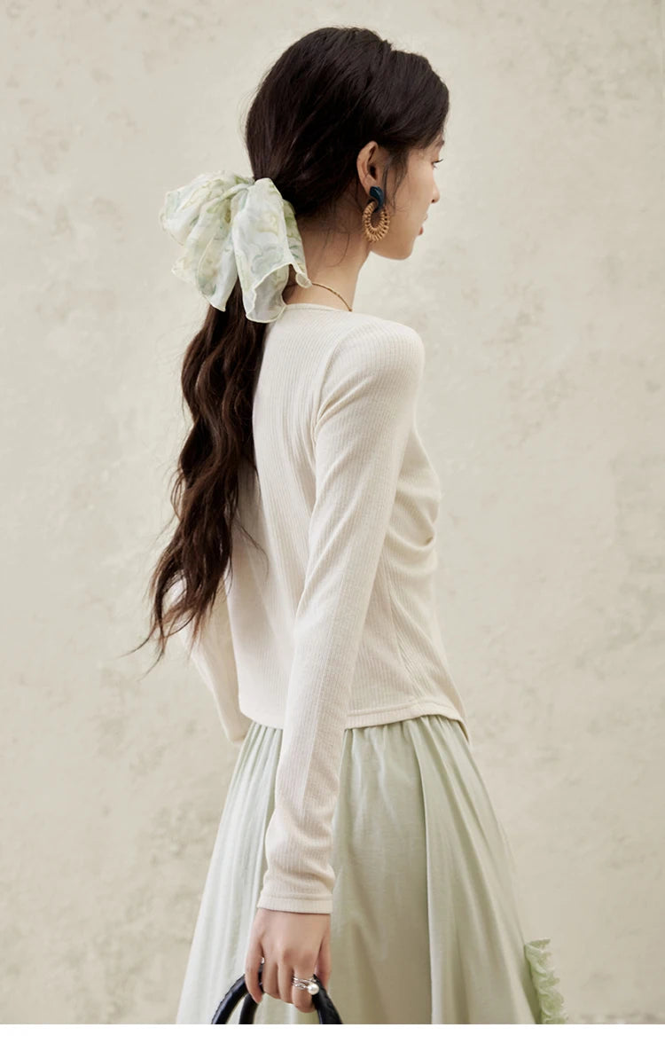 Mishow Fake Two Piece Lace-up Knit Top MXE15Z1185