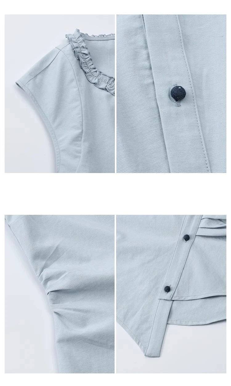 MISHOW Round Neck Sleeveless Shirt Button Front MXE38X1864