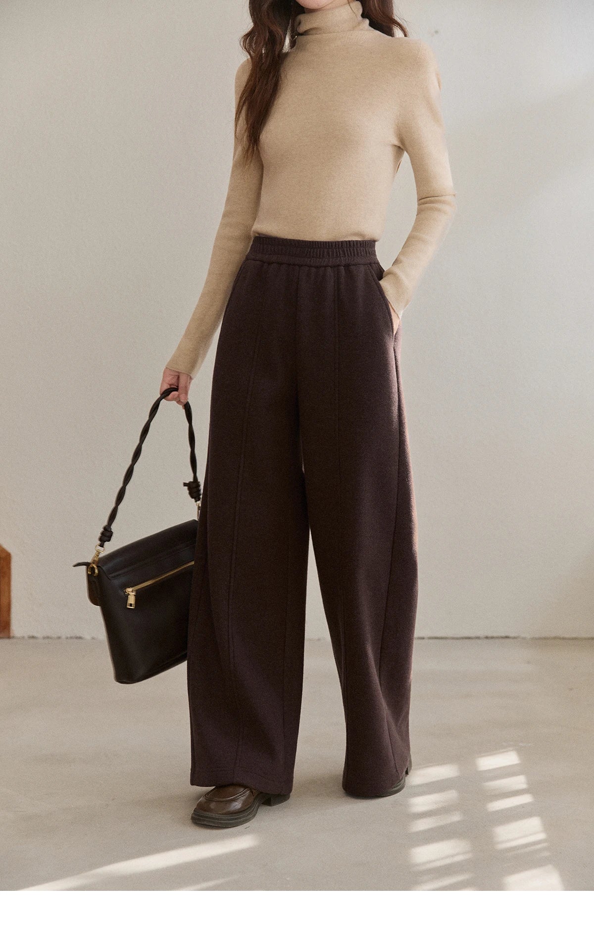 MISHOW High Waist Wide Leg Pants Fleece Warm Knit MXE92K1127