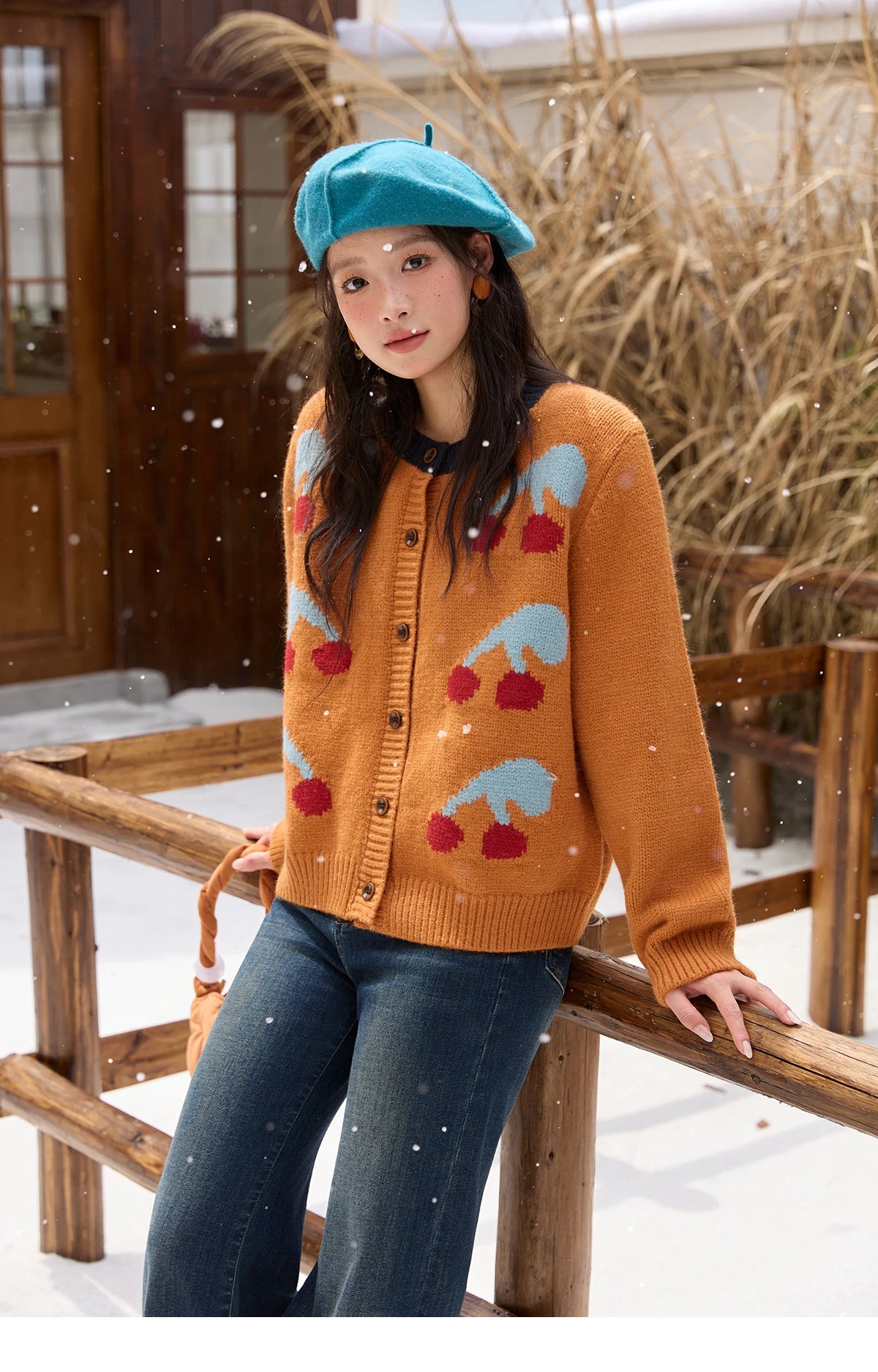 Mishow Cherry Jacquard Retro Sweet Cardigan MXE88Z2689