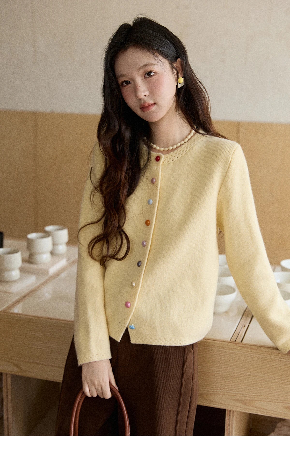 Mishow Rainbow Button Hollow Out Cardigan MXE90Z2796