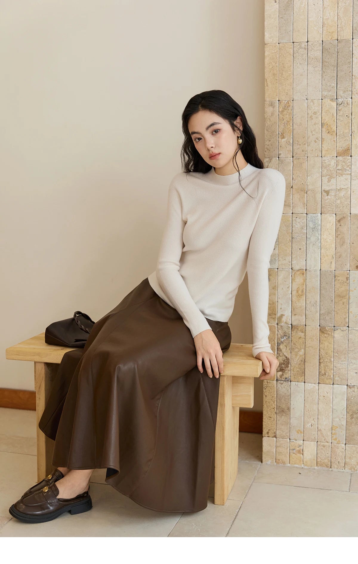 Mishow Minimalist Mock Neck Slim Pullover MXE48Z2583