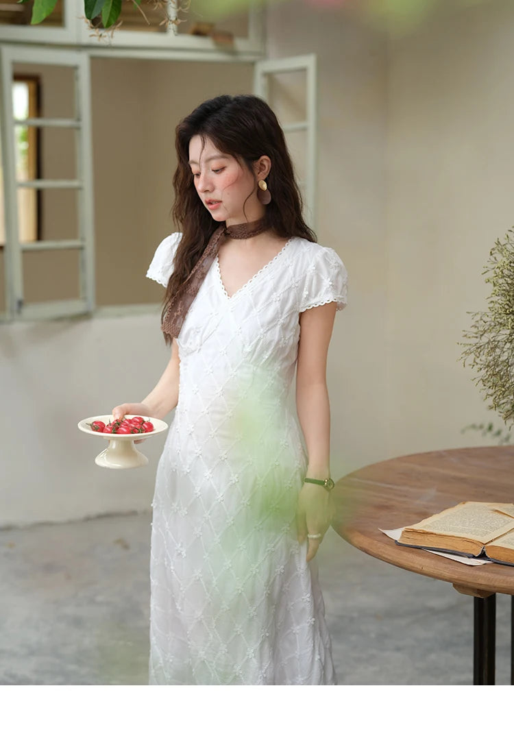 Mishow V-Neck Lace Spliced Embroidery Dress MXE38L2378