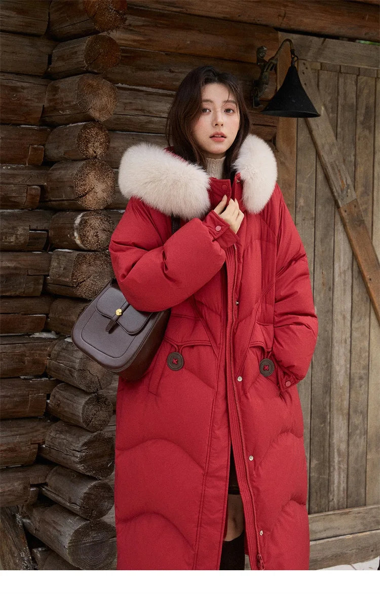 Mishow Fox Fur Collar 90% White Duck Down Jacket MXE51Y0082