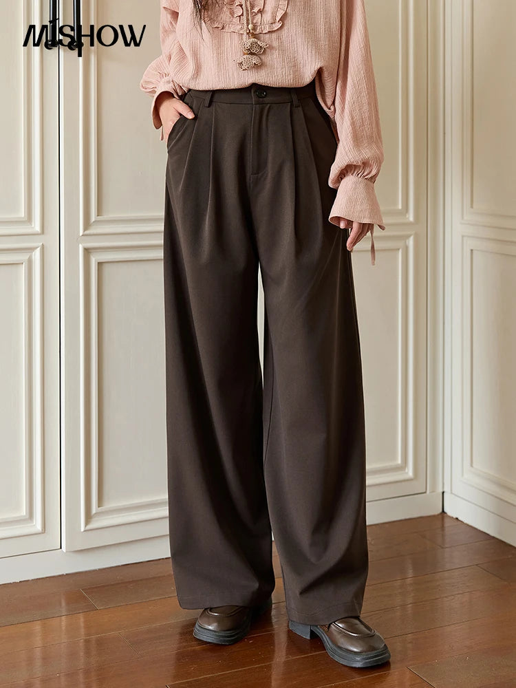 MISHOW Solid Wide-Leg Pants High-Waisted Loose Pockets MXE46K1090