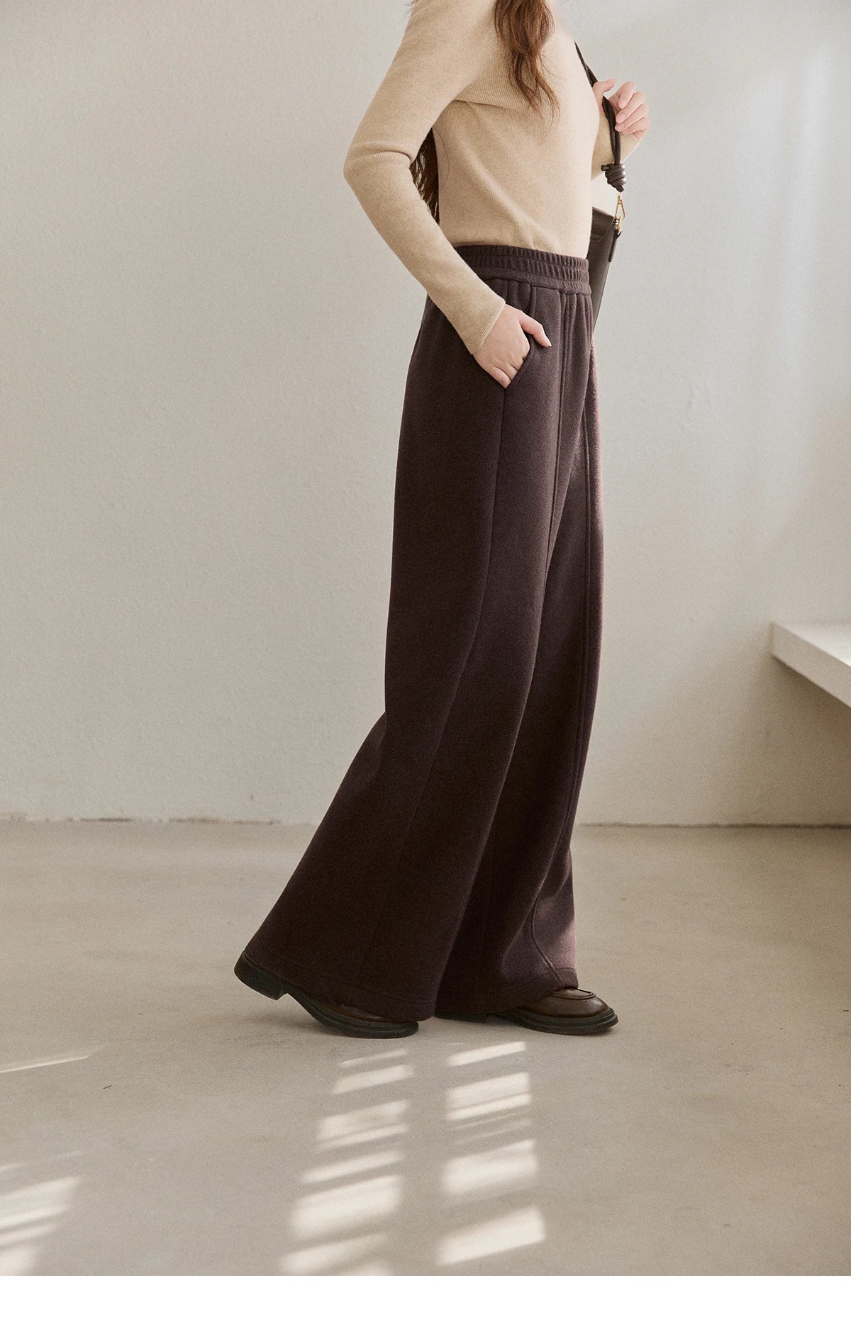 MISHOW High Waist Wide Leg Pants Fleece Warm Knit MXE92K1127
