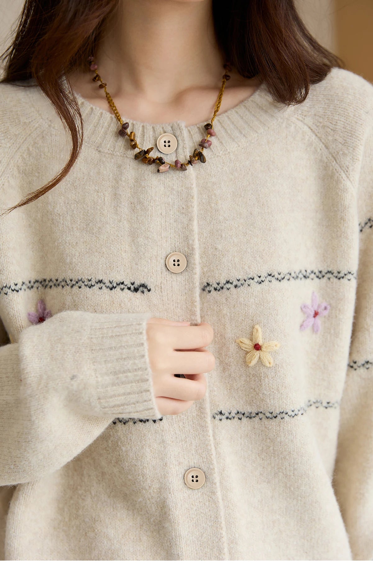 Mishow Blue Flower Embroidered Loose Cardigan MXE46Z2581