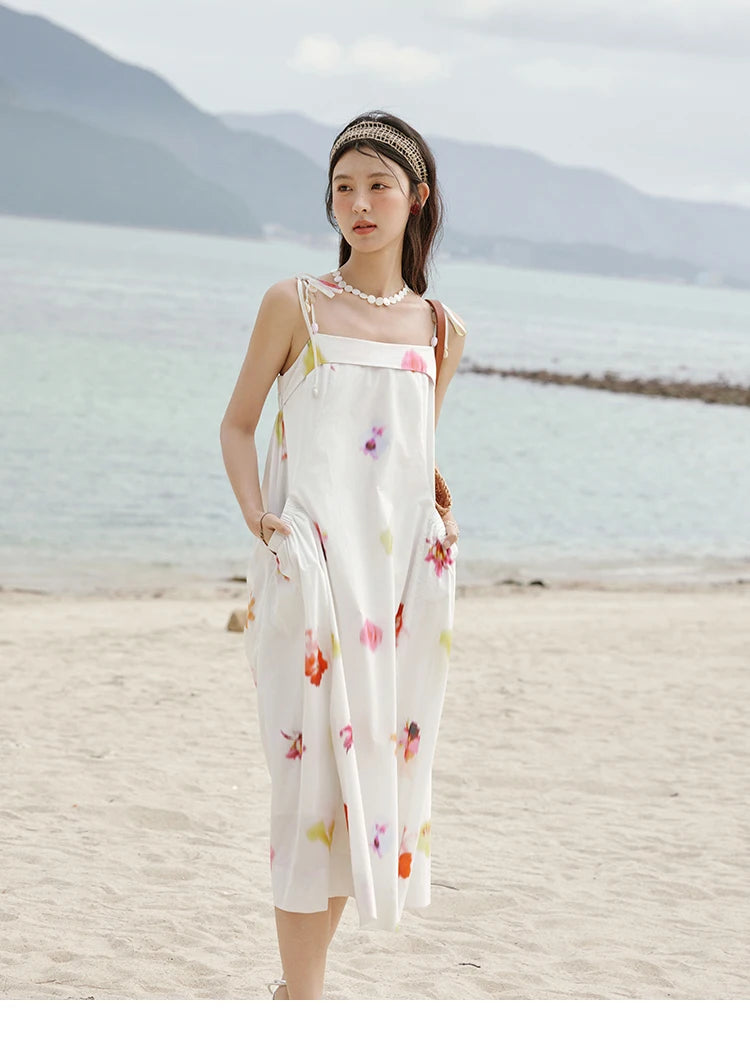 Mishow Korean Floral Shell Decoration Camisole Dress MXE32L2213