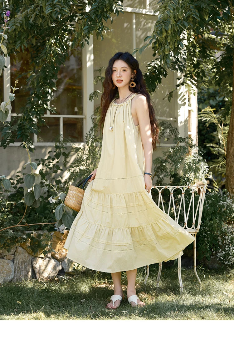 Mishow Twists Neck Strap Hollow Lace-Up Dress MXE39L2383