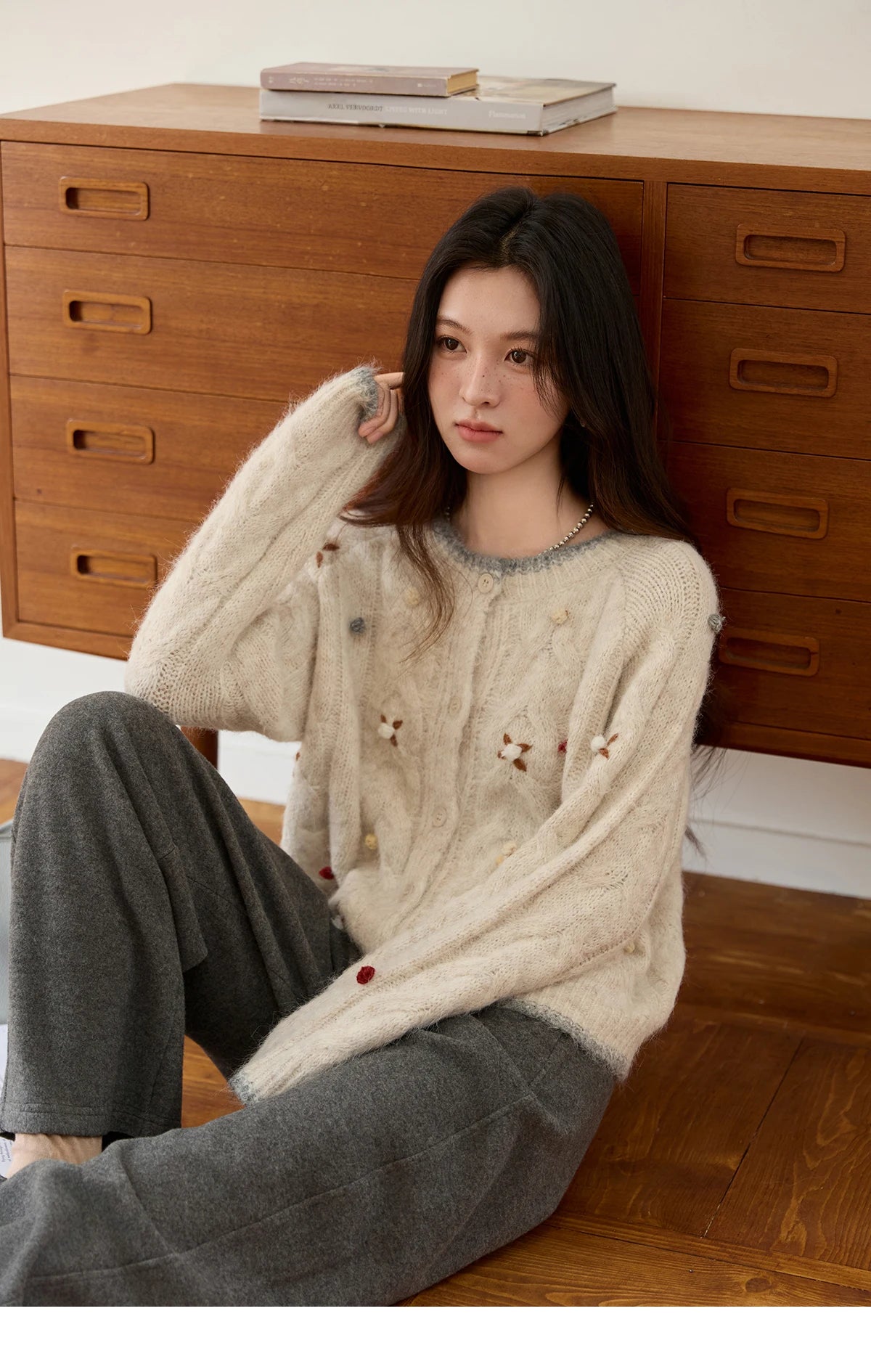 Mishow Hand-Crocheted Wool Blend Cardigan MXE48Z2575