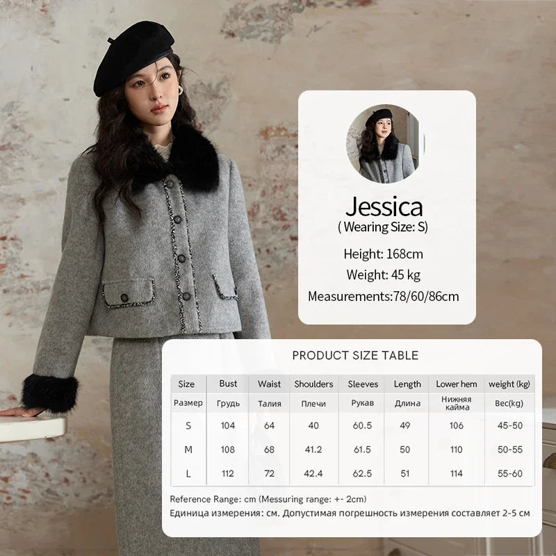 Mishow Short Tweed Jacket & Midi Skirt Set MXD54W0553