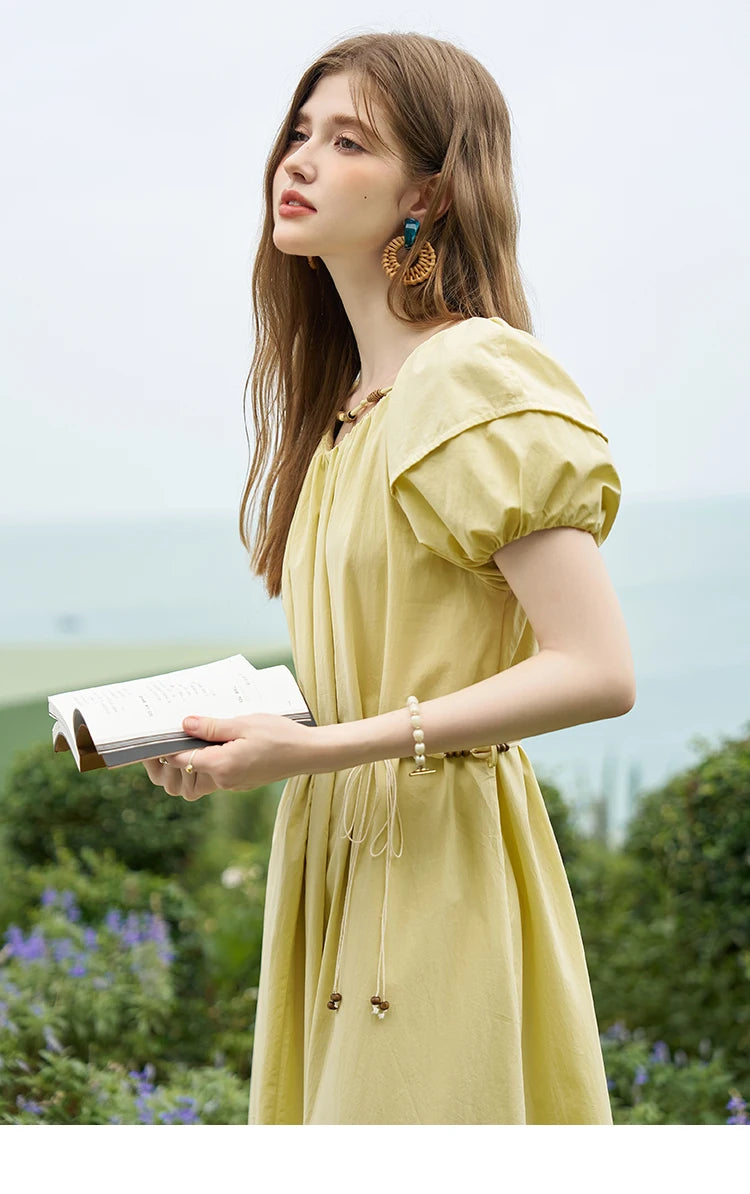 MISHOW 100% Cotton Bohemian Bubble Sleeve Dress MXD26L1940