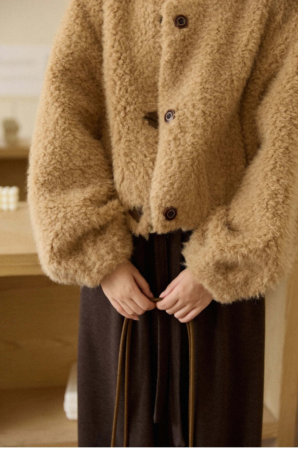 Mishow Retro Lamb Wool Crew Neck Jacket MXE90W0995