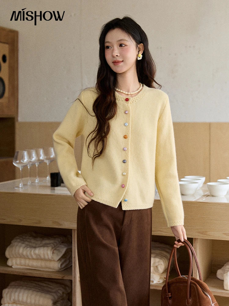 Mishow Rainbow Button Hollow Out Cardigan MXE90Z2796