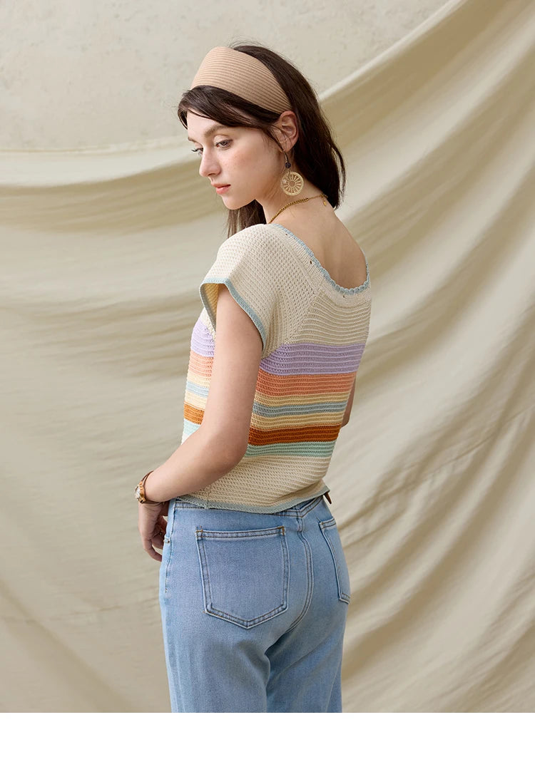 Mishow Striped Round Neck Slim Knit Pullover MXE31Z1222