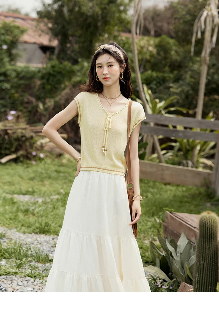 MISHOW Elastic Waist Shell Webbing A-Line Skirt Slimming MXE33B0708