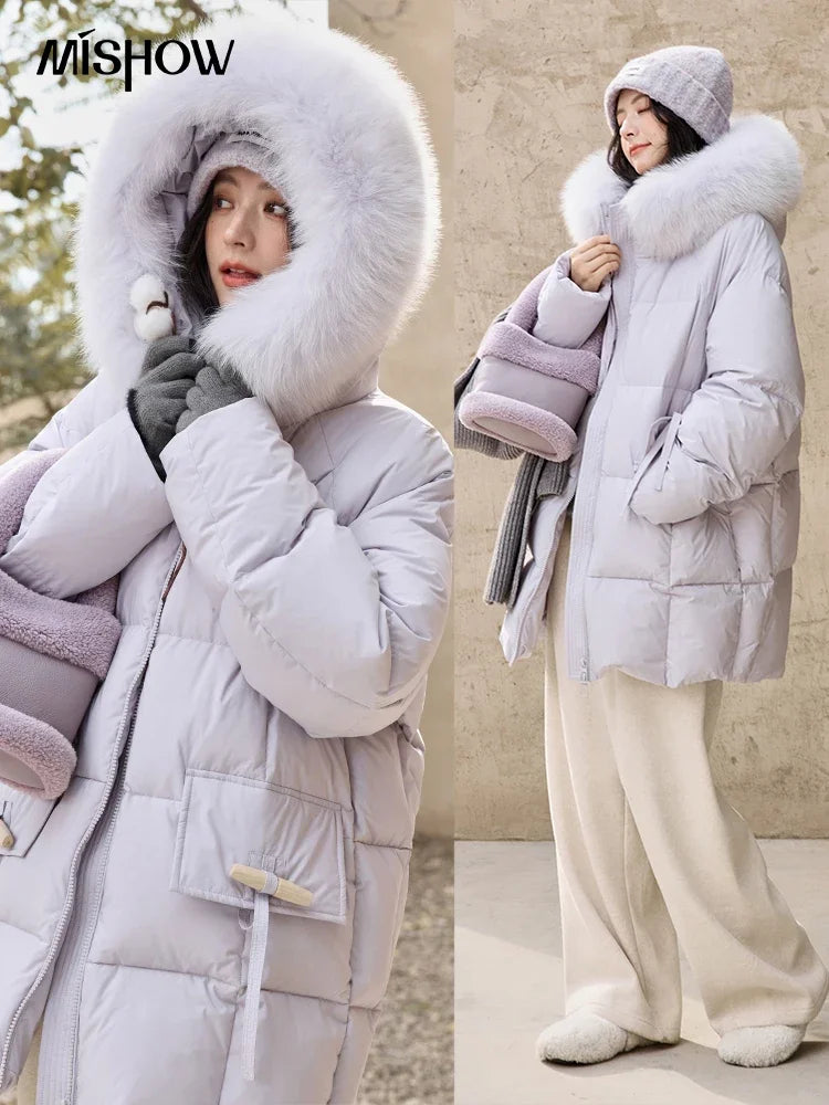 Mishow Hooded Thickened 90% Down Long Jacket MXD36Y0051