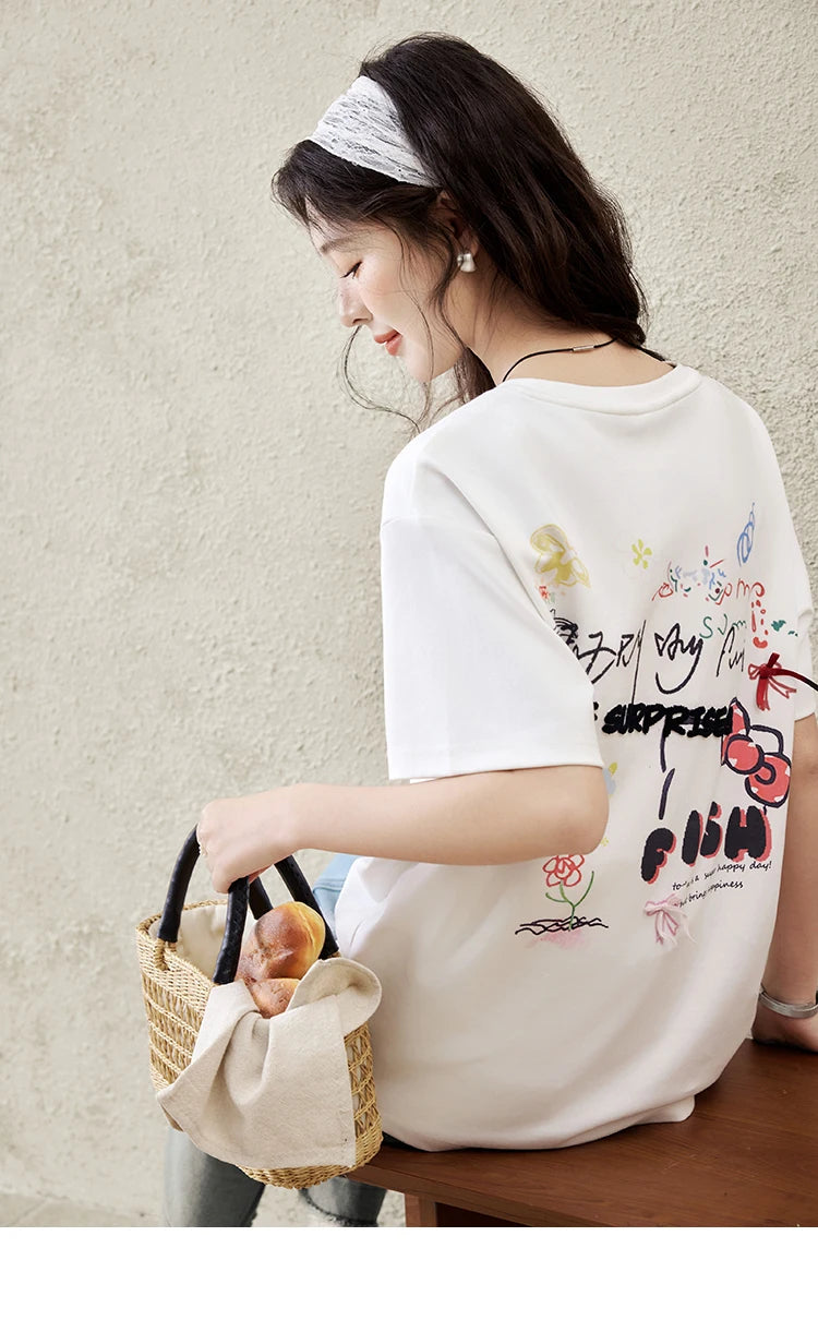 Mishow Graffiti Letter Print Round Neck Tee MXE15T0475